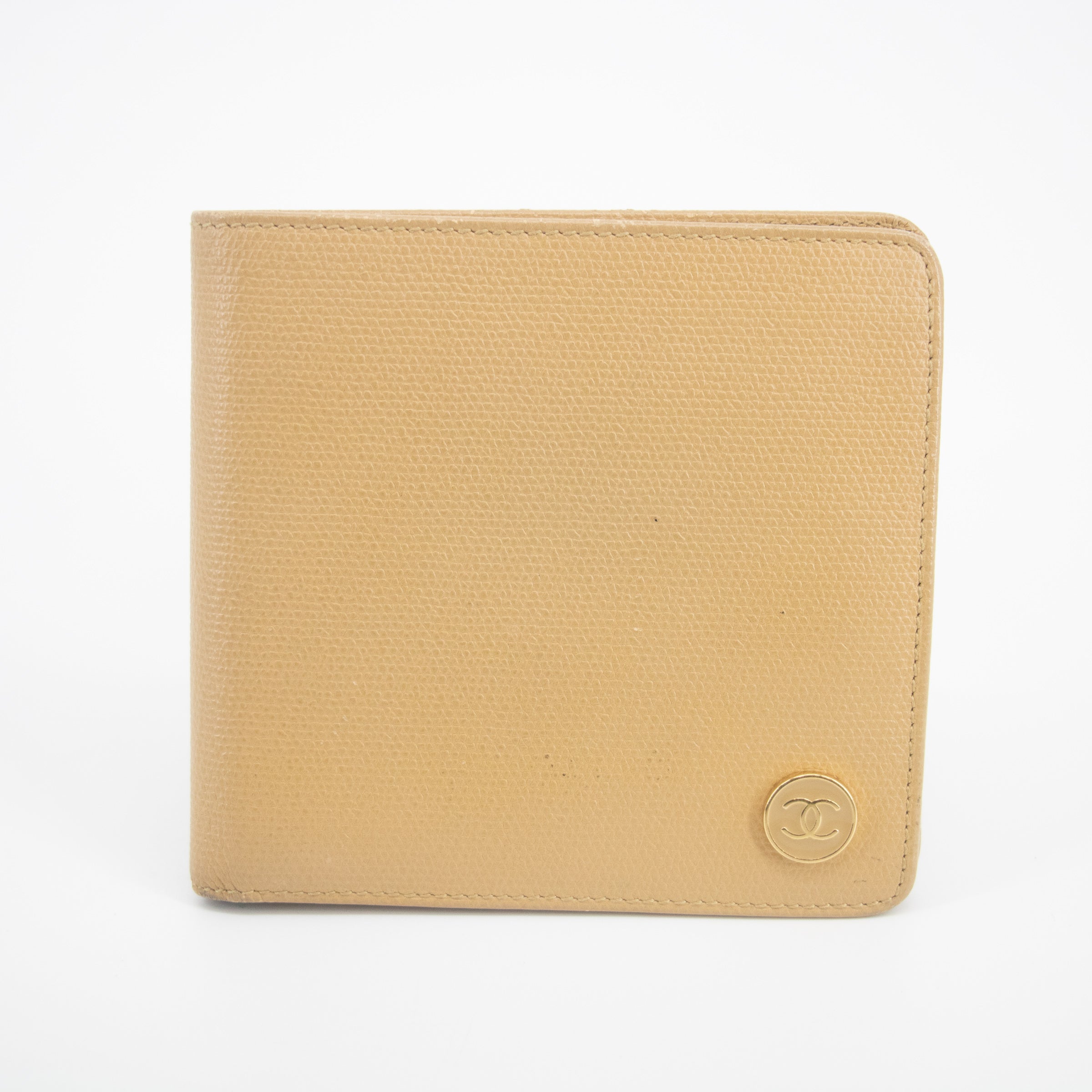 Chanel Beige Bi-fold Coco Mark Leather Wallet sold