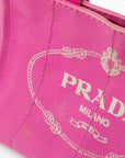 Prada Pink Canapa Logo Small Tote 