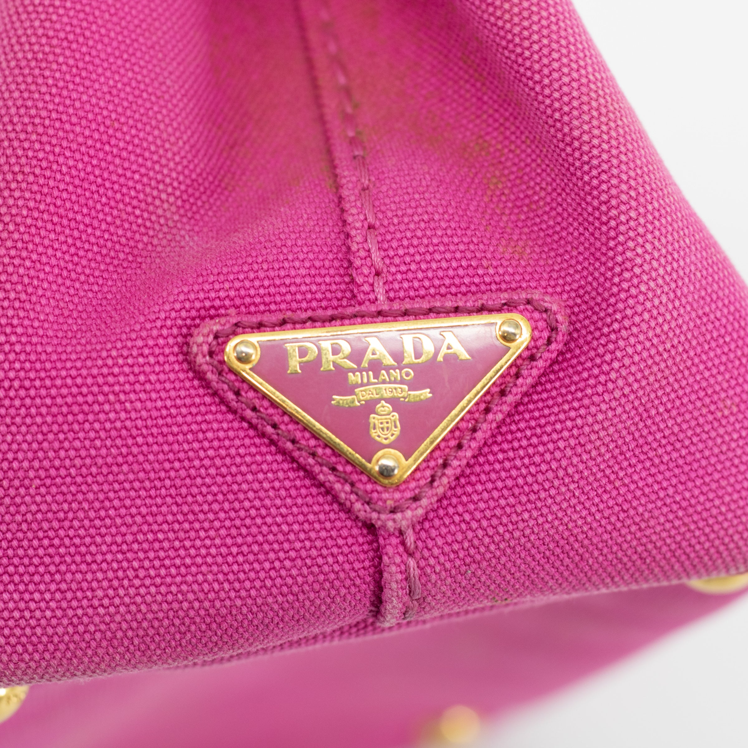 Prada Pink Canapa Logo Small Tote 