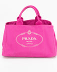 Prada Pink Canapa Logo Large Tote  