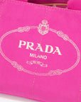 Prada Pink Canapa Logo Large Tote  