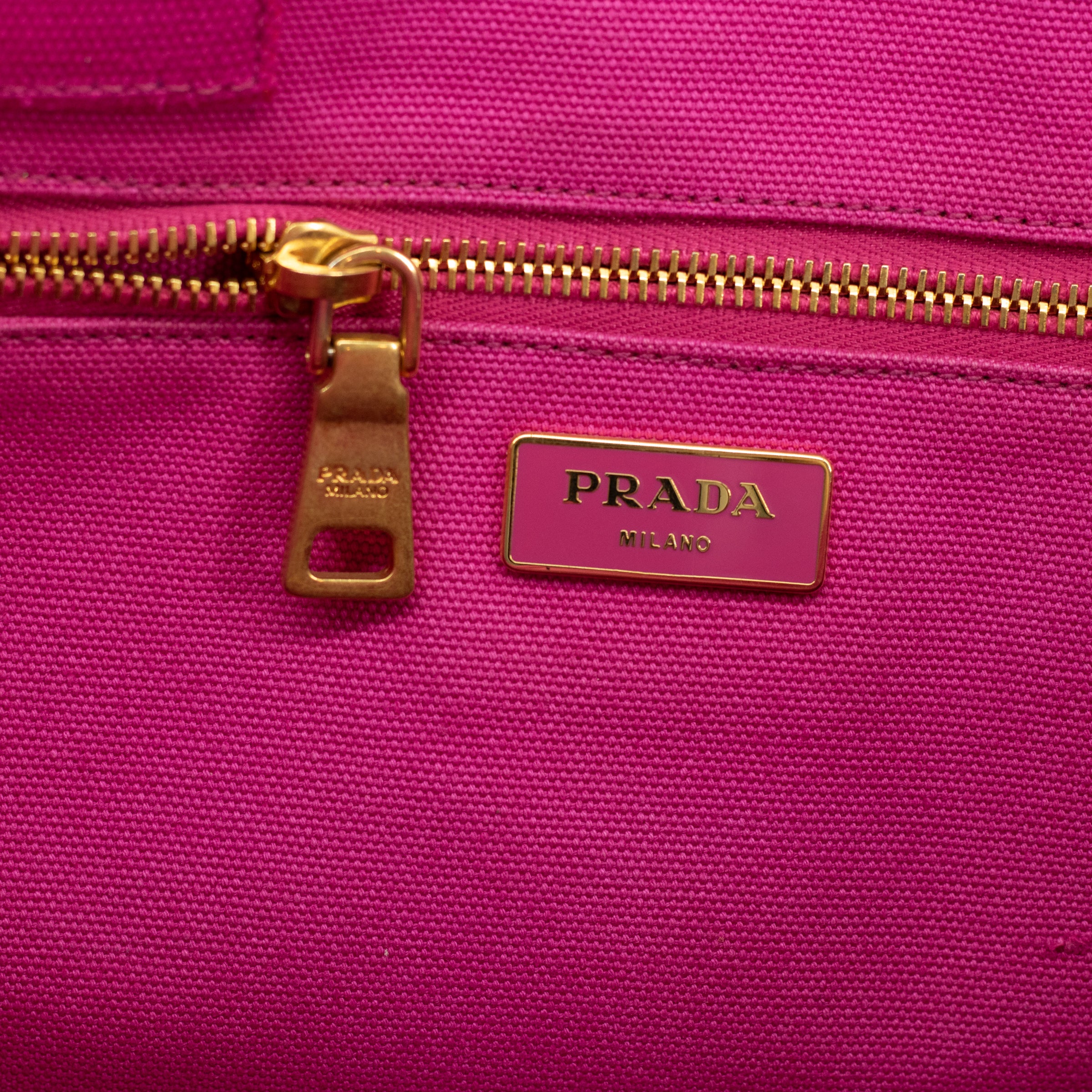 Prada Pink Canapa Logo Large Tote  