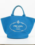 Prada Blue Canapa Logo Handle Tote