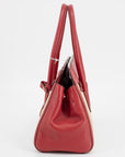 Prada Red/Beige Saffiano Cuir-Trimmed Canapa Tote