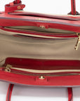 Prada Red/Beige Saffiano Cuir-Trimmed Canapa Tote