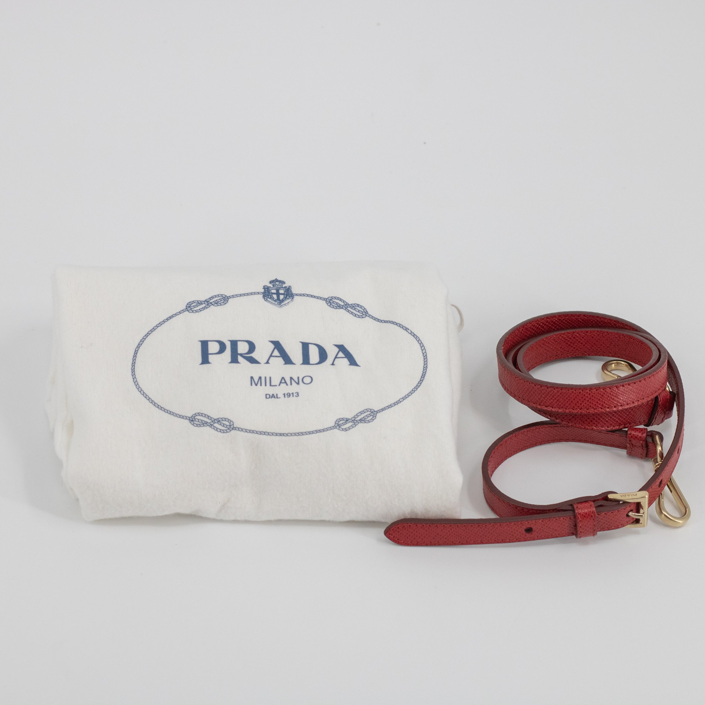 Prada Red/Beige Saffiano Cuir-Trimmed Canapa Tote