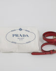 Prada Red/Beige Saffiano Cuir-Trimmed Canapa Tote