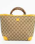 Gucci GG Canvas Bamboo Handle Brown/Yellow Tote Bag