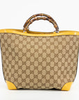 Gucci GG Canvas Bamboo Handle Brown/Yellow Tote Bag