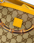 Gucci GG Canvas Bamboo Handle Brown/Yellow Tote Bag