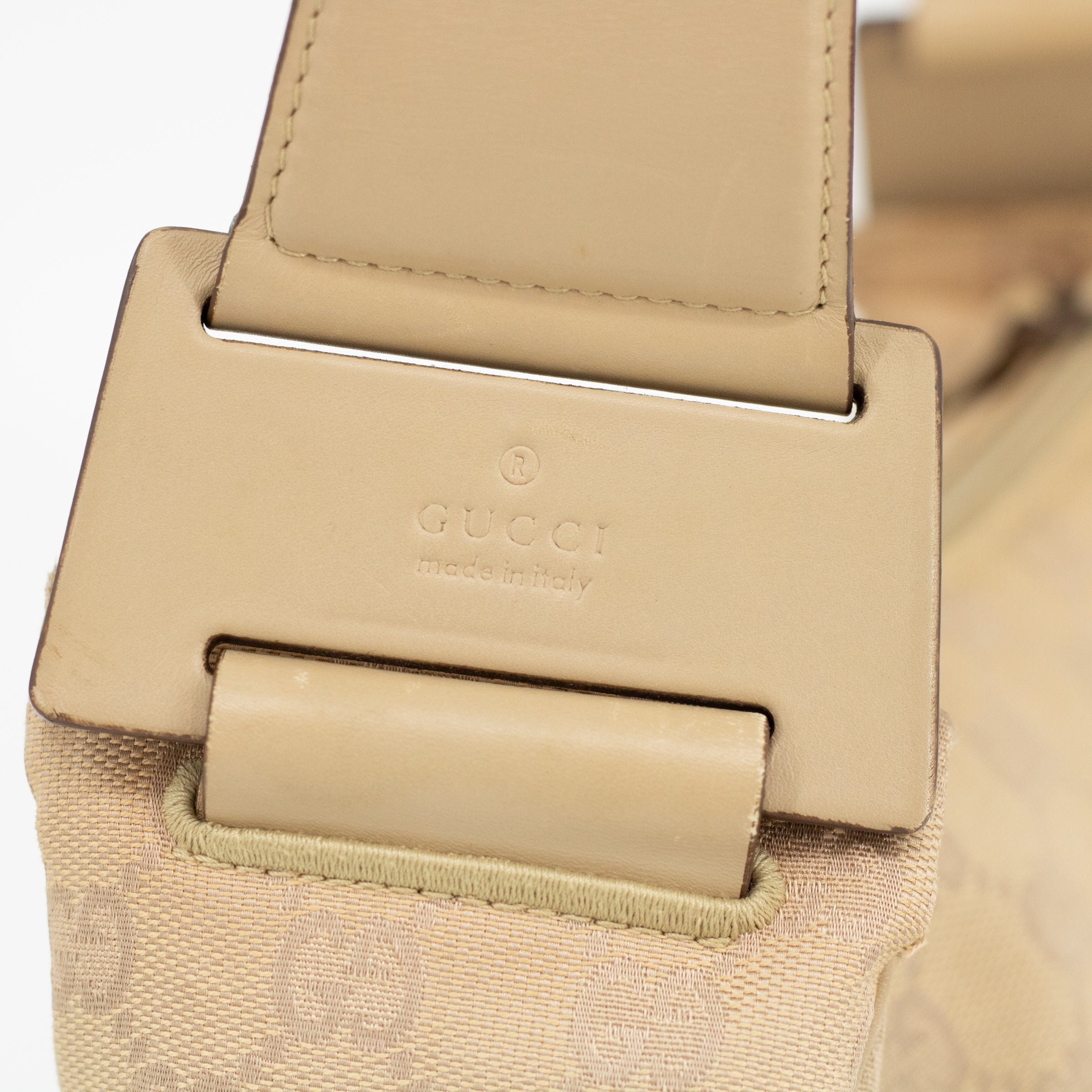 Gucci Beige GG Canvas Pochette Wide Shoulder Bag