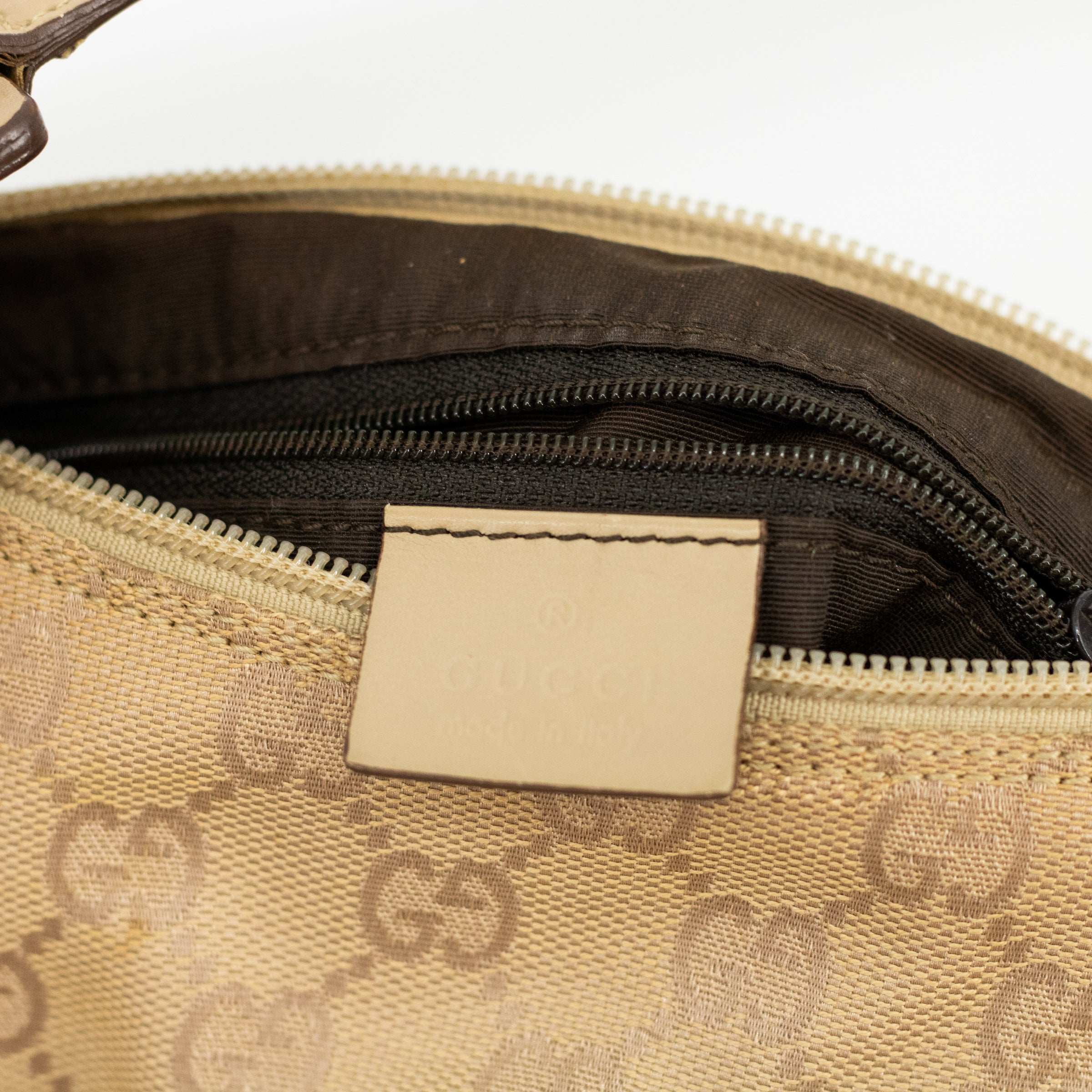 Gucci Beige GG Canvas Pochette Wide Shoulder Bag