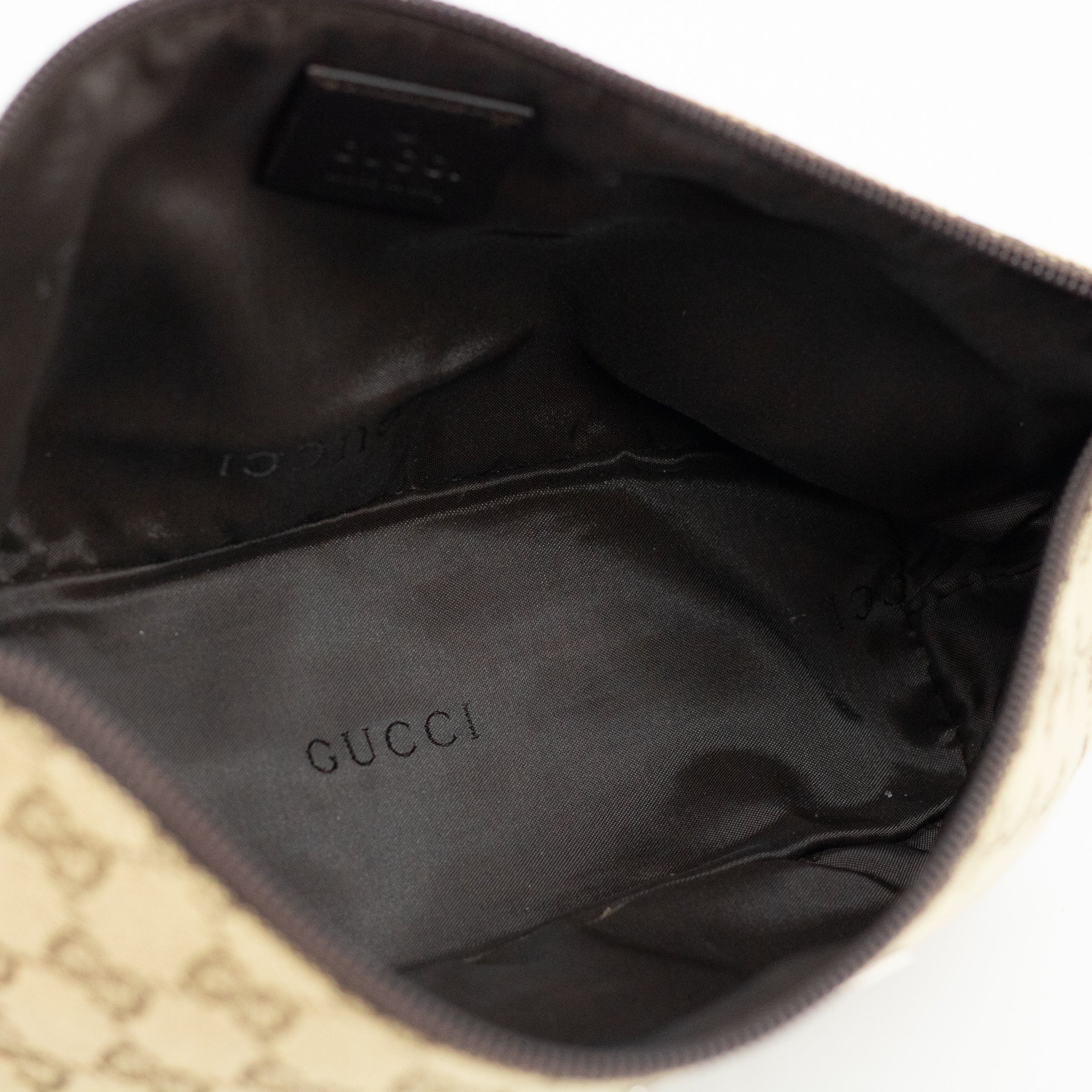 Gucci GG Canvas Brown Boat Pochette Bag