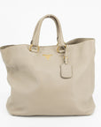 Prada Grey Leather 2Way Shopping Bag