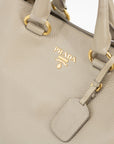 Prada Grey Leather 2Way Shopping Bag