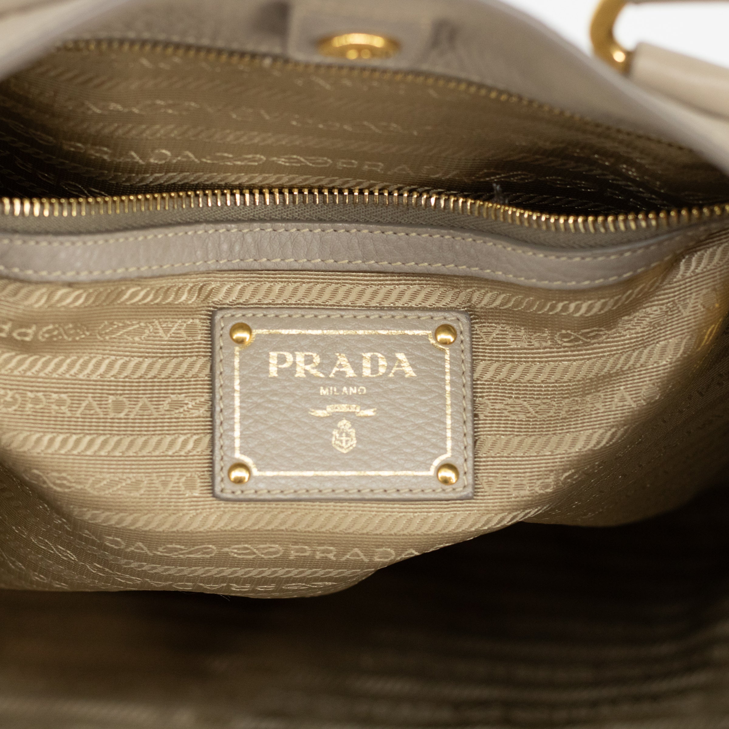 Prada Grey Leather 2Way Shopping Bag