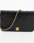 Chanel Black Lambskin Single Flap Gold Hardware Turn Lock Shoulder Bag 