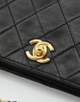 Chanel Black Lambskin Single Flap Gold Hardware Turn Lock Shoulder Bag 