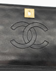 Chanel Black Lambskin Single Flap Gold Hardware Turn Lock Shoulder Bag 