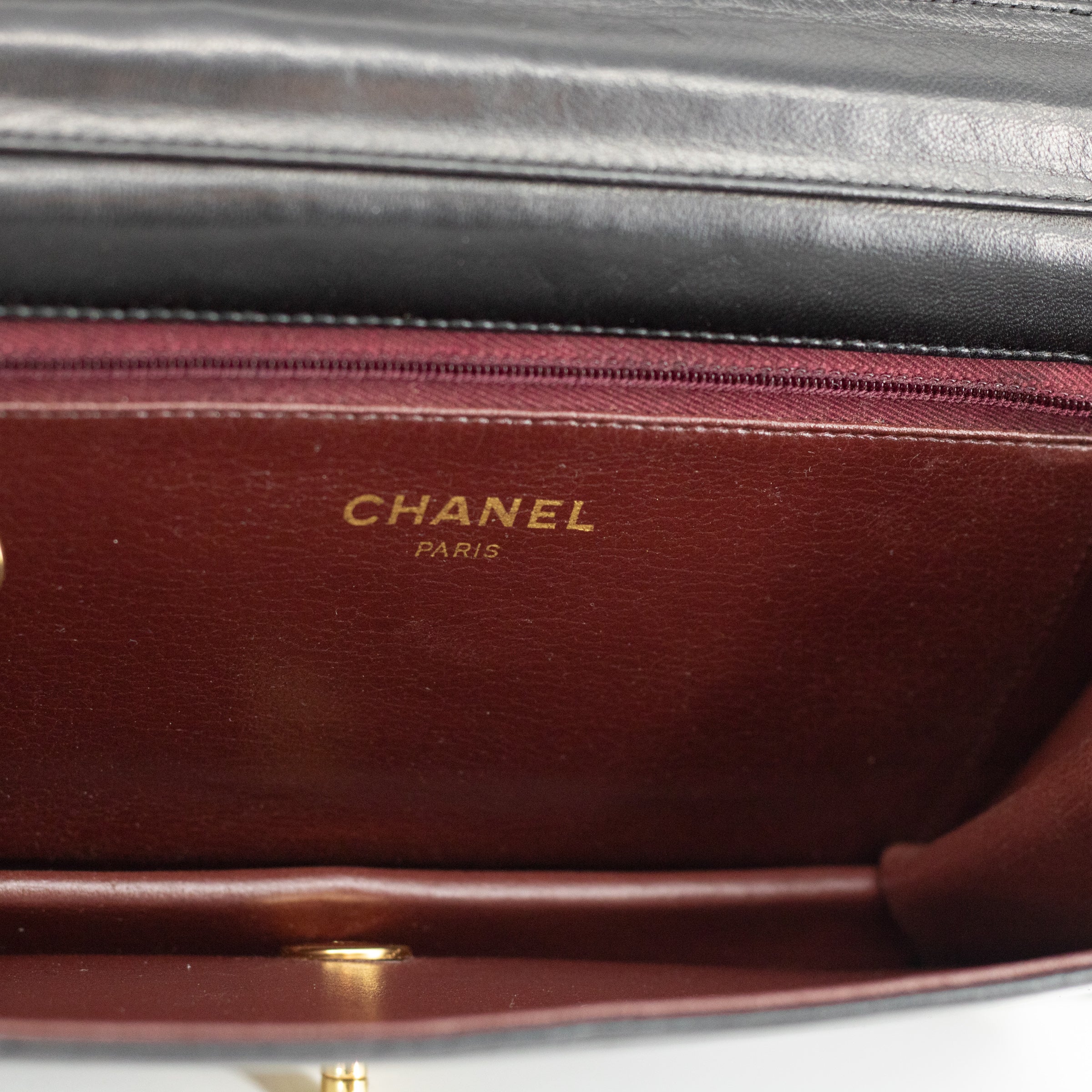 Chanel Black Lambskin Single Flap Gold Hardware Turn Lock Shoulder Bag 