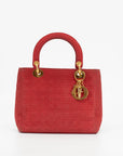 Christian Dior Red Cotton Lady Dior Handbag