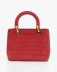 Christian Dior Red Cotton Lady Dior Handbag