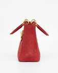 Christian Dior Red Cotton Lady Dior Handbag