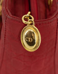 Christian Dior Red Cotton Lady Dior Handbag