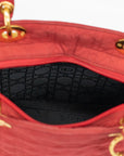 Christian Dior Red Cotton Lady Dior Handbag