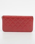 Chanel Pink Patent Leather Quilted Zippy Wallet 