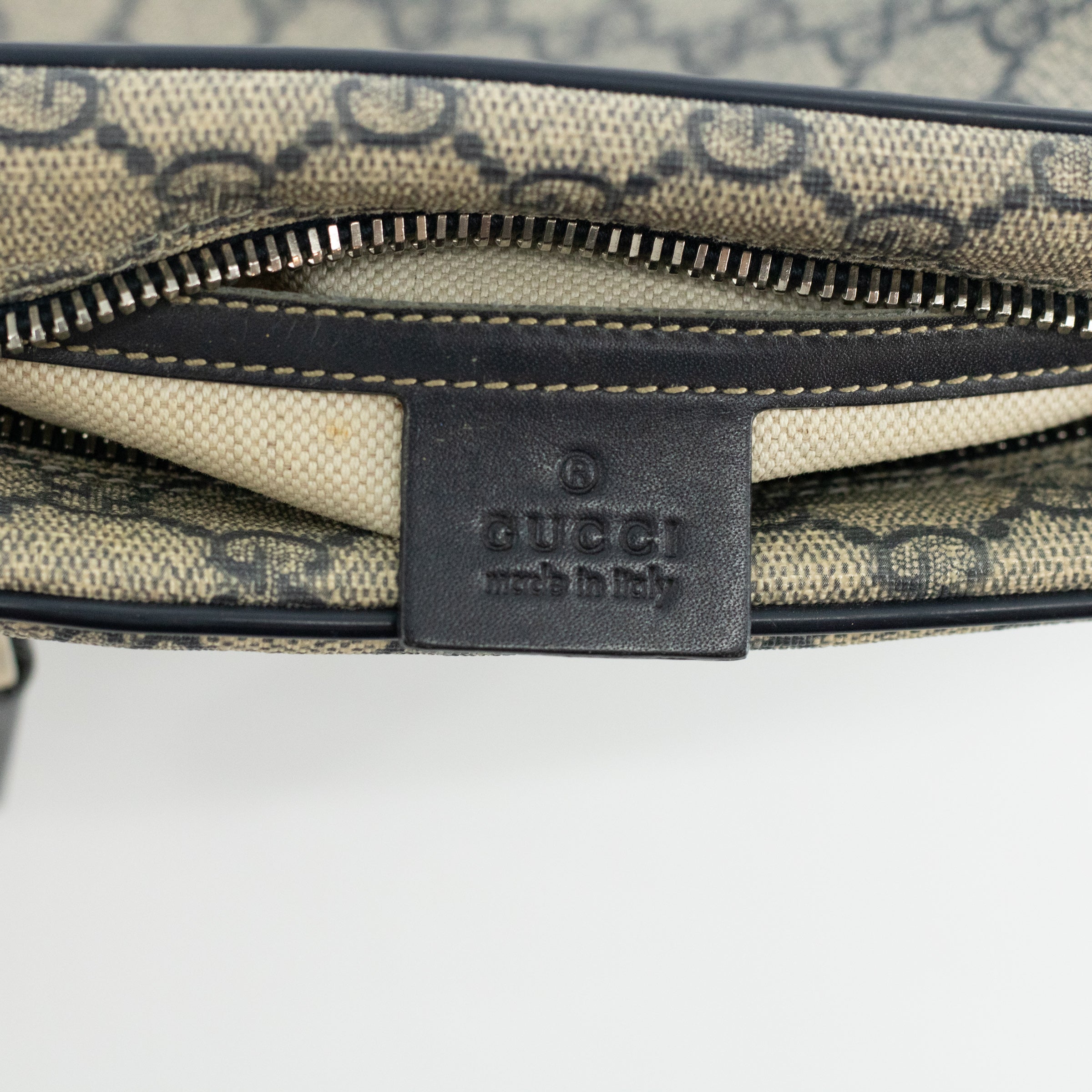 Gucci GG Coated Canvas Navy Crossbody Bag 