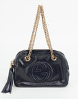 Gucci Navy Patent Leather Soho Chain Shoulder Bag