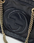 Gucci Navy Patent Leather Soho Chain Shoulder Bag