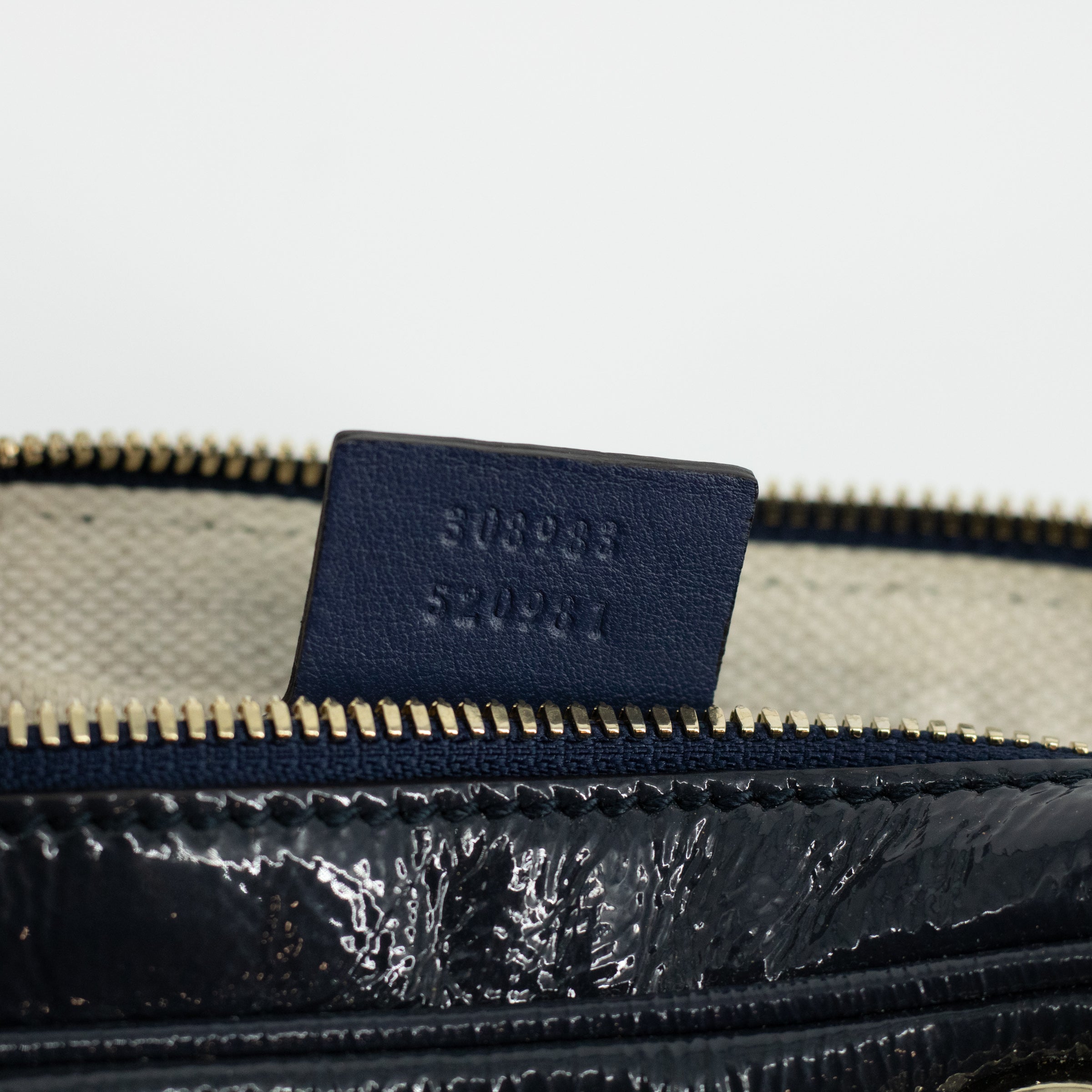 Gucci Navy Patent Leather Soho Chain Shoulder Bag