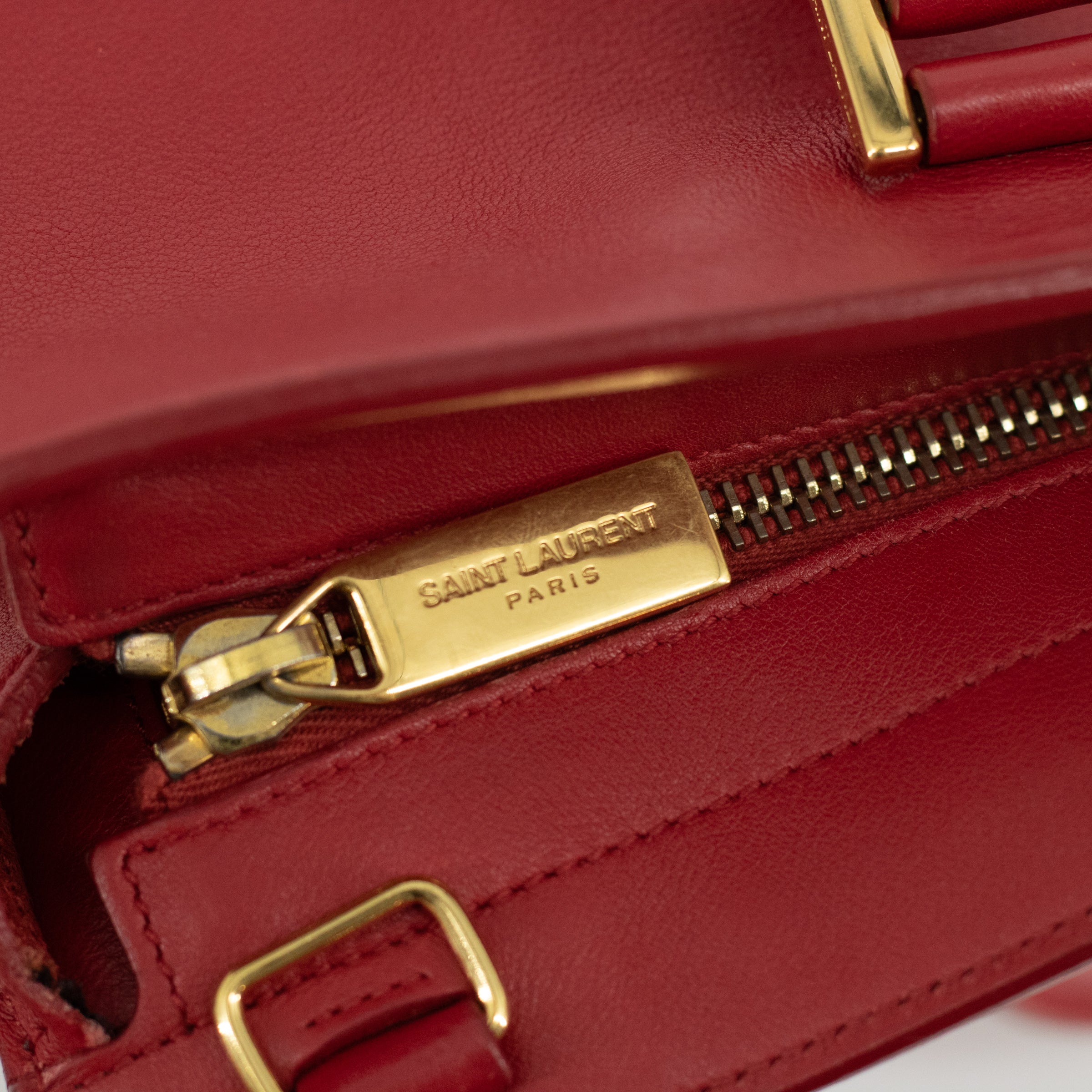 YSL Red Cabas Leather 2WAY Crossbody 