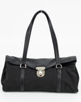 Prada Black Tessuto Nylon x Leather Tote Bag 