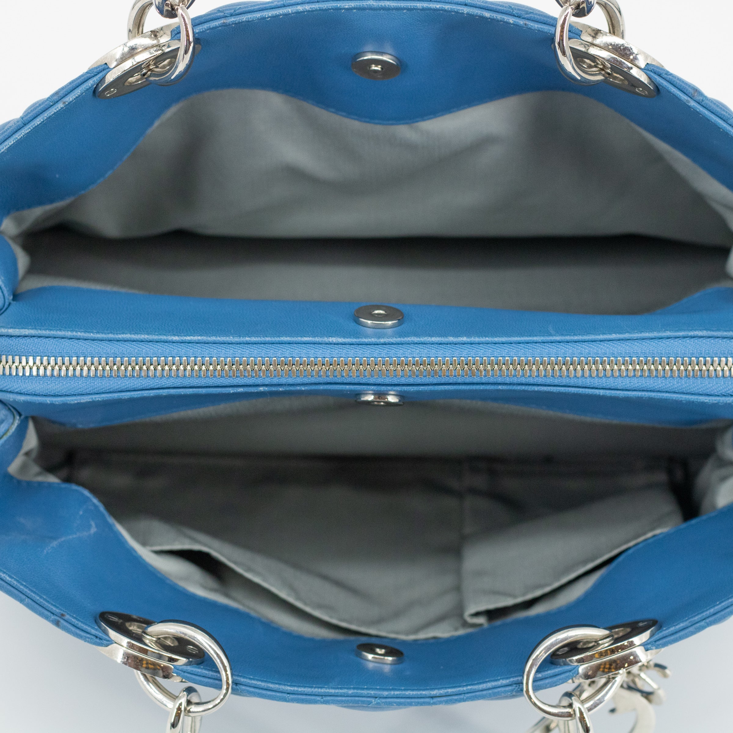 Christian Dior Lambskin Cannage Lady Dior Blue