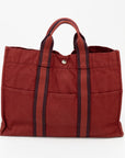 Hermes Red Toile Fourre-Tout MM Canvas Tote Bag