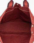 Hermes Red Toile Fourre-Tout MM Canvas Tote Bag