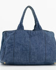 Prada Denim Large Canapa Logo Tote Bag