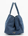 Prada Denim Large Canapa Logo Tote Bag