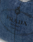 Prada Denim Large Canapa Logo Tote Bag