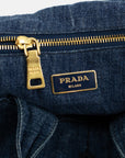 Prada Denim Large Canapa Logo Tote Bag