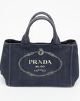 Prada Navy Canapa Logo 2Way Tote