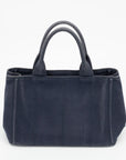 Prada Navy Canapa Logo 2Way Tote