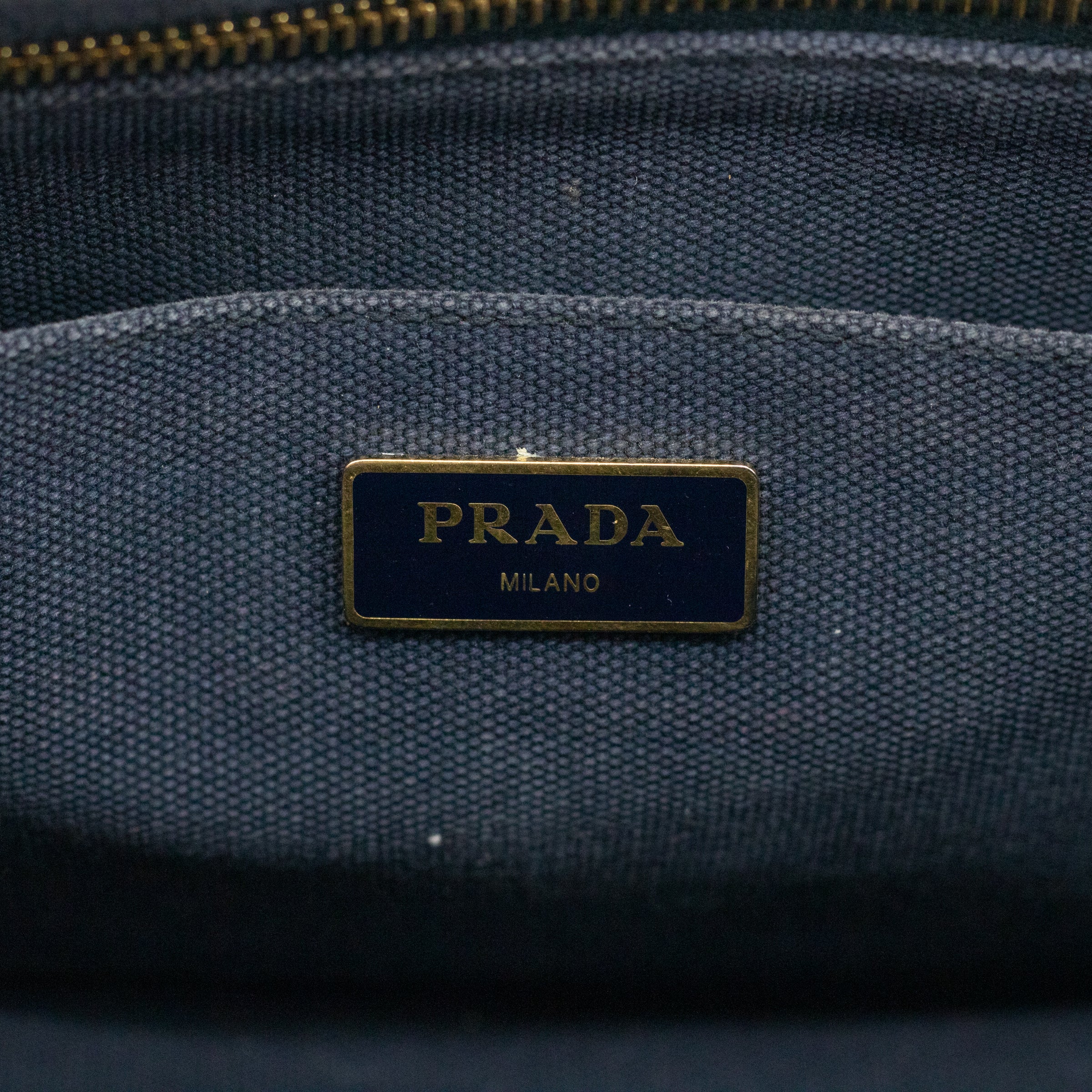 Prada Navy Canapa Logo 2Way Tote