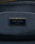 Prada Navy Canapa Logo 2Way Tote