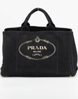 Prada Black Large Canapa Logo Tote Bag w/ Strap