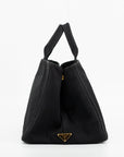 Prada Black Large Canapa Logo Tote Bag w/ Strap