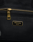 Prada Black Large Canapa Logo Tote Bag w/ Strap